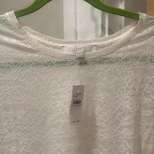 NWT LOFT Cream Lace Long sleeve Top